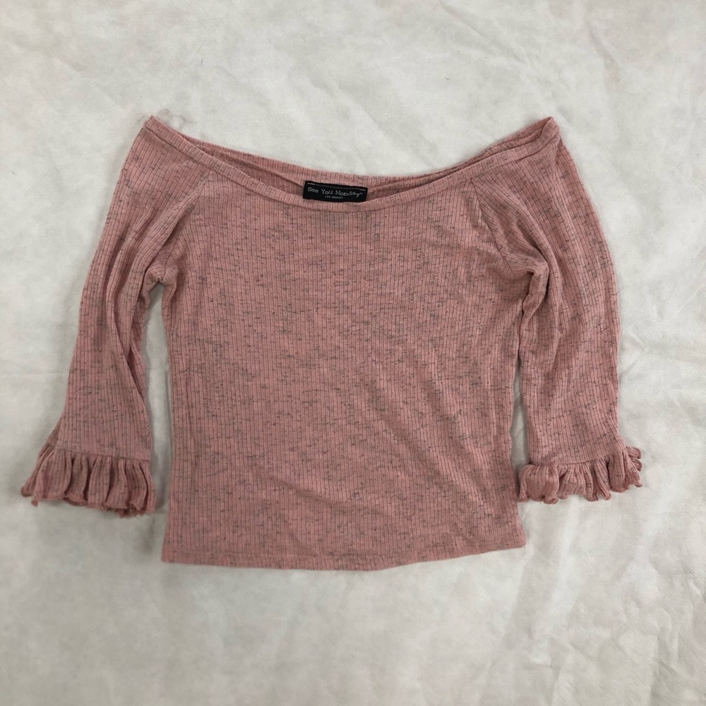 See You Monday Off Shoulder Ruffle Top